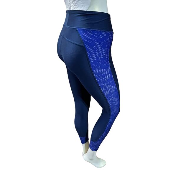 Under Armour Blue Geometric Print Compression Athletic Leggings XS Workout - Picture 12 of 13